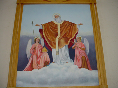Aunt Clara's painting behind the altar